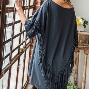 Bucket list fringe t-shirt dress in white